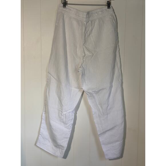 Sigrid Olsen · Large · 100% Linen Pull‑On Pants · Elastic Waist · White Coastal - Picture 4 of 6